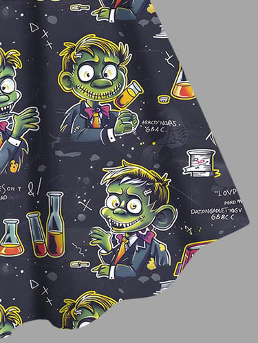 Gothic Plus Size Scientist Test Tube Books Print Tank Dress