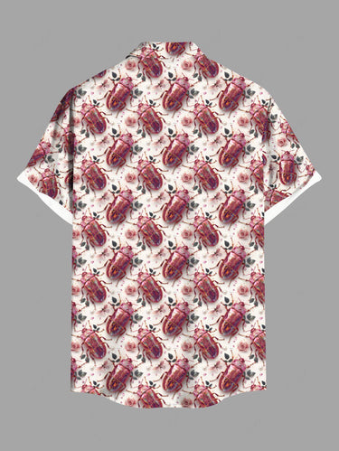 Gothic Plus Size Insect Print Button Pocket Shirt For Men