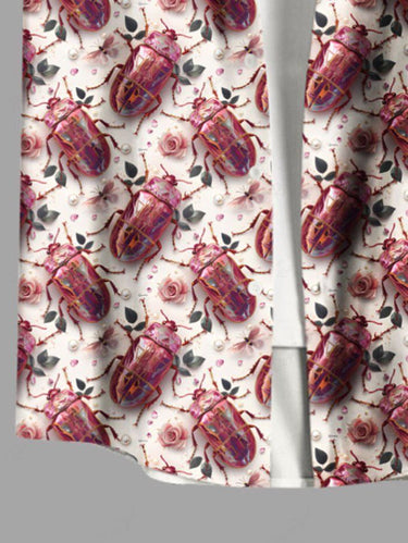 Gothic Plus Size Insect Print Button Pocket Shirt For Men
