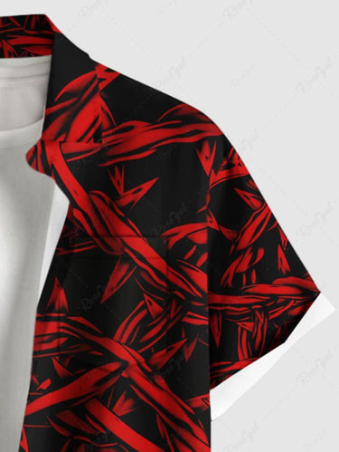 Gothic Plus Size Skull Chain Print Button Pocket Shirt For Men