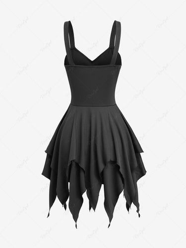 Gothic Lace Up Grommets Handkerchief Dress