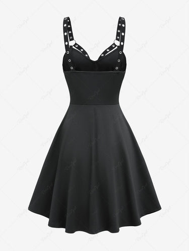 Gothic Straps Grommets O-Ring A Line Dress
