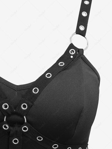 Gothic Straps Grommets O-Ring A Line Dress