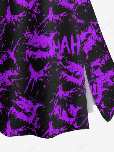 Gothic Plus Size Halloween Monster Letters Graffiti Paint Splatter Print Split Skirt