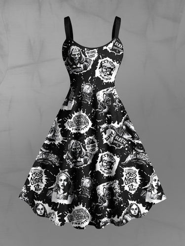 Gothic Plus Size Paint Splatter Girl Letters Print Tank Dress