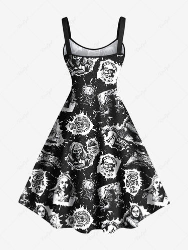 Gothic Plus Size Paint Splatter Girl Letters Print Tank Dress