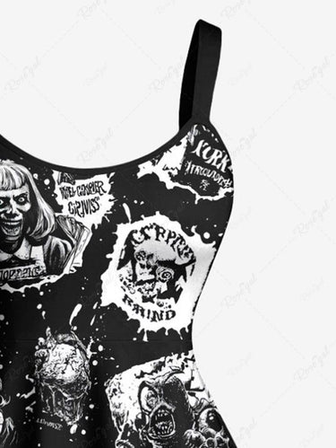Gothic Plus Size Paint Splatter Girl Letters Print Tank Dress