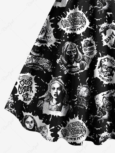 Gothic Plus Size Paint Splatter Girl Letters Print Tank Dress