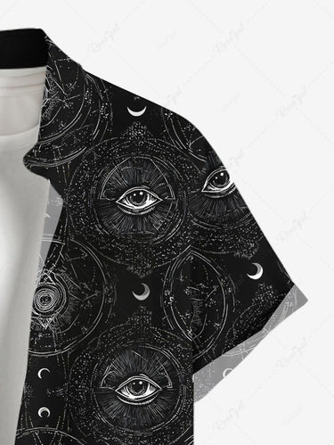 Gothic Plus Size Eye Graphic Print Button Pocket Shirt For Men
