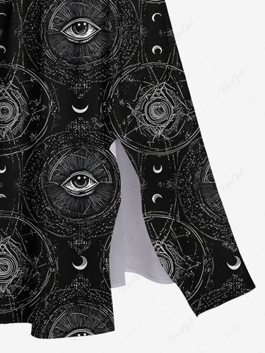Gothic Plus Size Eye Graphic Print Split A Line Midi Dress
