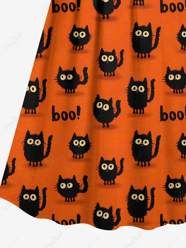 Gothic Plus Size Cats Letters Print Surplice Cami Dress