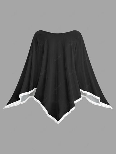 Gothic Plus Size Halloween Pumpkin Devil Print Asymmetric Pullover Cape Cloak
