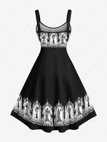 Gothic Plus Size Skulls Arch Print Tank Dress