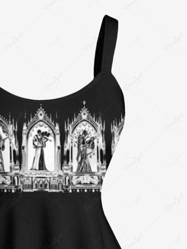 Gothic Plus Size Skulls Arch Print Tank Dress