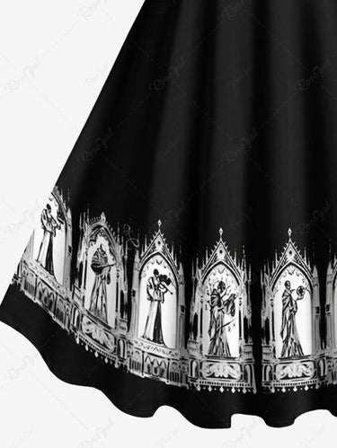 Gothic Plus Size Skulls Arch Print Tank Dress