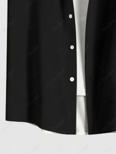 Gothic Plus Size Skulls Arch Print Buttons Pocket Shirt For Men