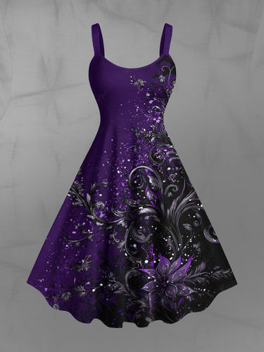Gothic Plus Size Flowers Print Tank Dress