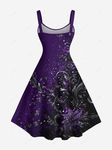Gothic Plus Size Flowers Print Tank Dress