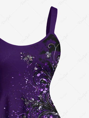 Gothic Plus Size Flowers Print Tank Dress