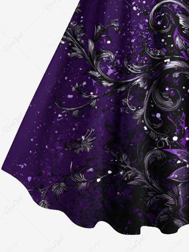 Gothic Plus Size Flowers Print Tank Dress