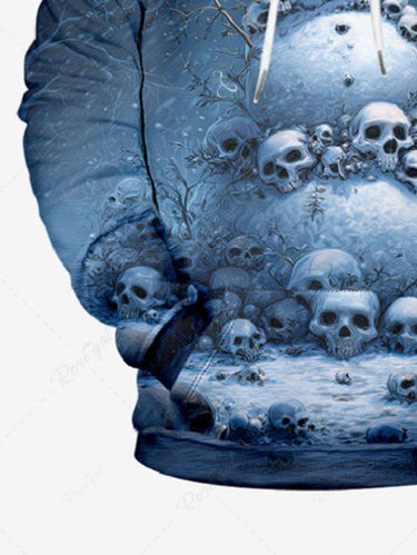 Gothic Plus Size Christmas Skulls Snowman Galaxy Print Drawstring Pockets Hoodie For Men