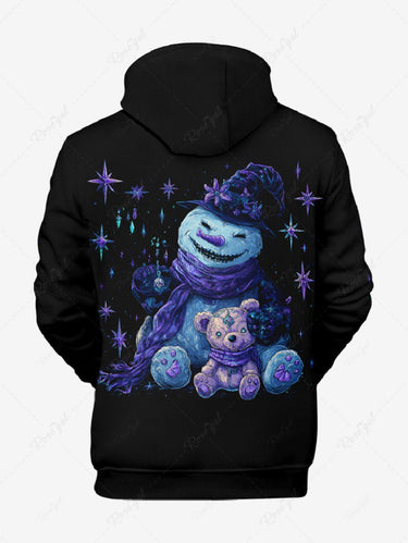 Gothic Plus Size Monster Snowman Bear Hat Star Print Drawstring Pockets Hoodie For Men