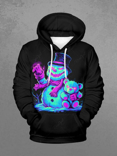 Gothic Plus Size Monster Bear Print Drawstring Pockets Hoodie For Men