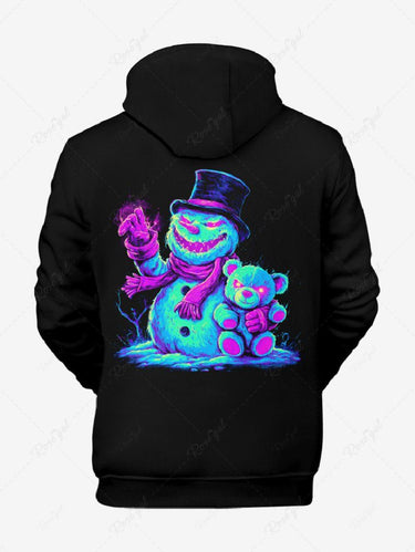 Gothic Plus Size Monster Bear Print Drawstring Pockets Hoodie For Men