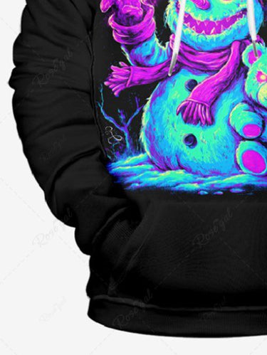 Gothic Plus Size Monster Bear Print Drawstring Pockets Hoodie For Men