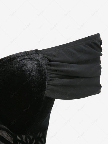 Gothic Off The Shoulder Velvet Curve Pattern Flocking Dress
