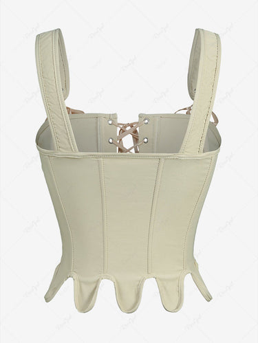 Gothic Lace Up Asymmetric Hem Solid Corset