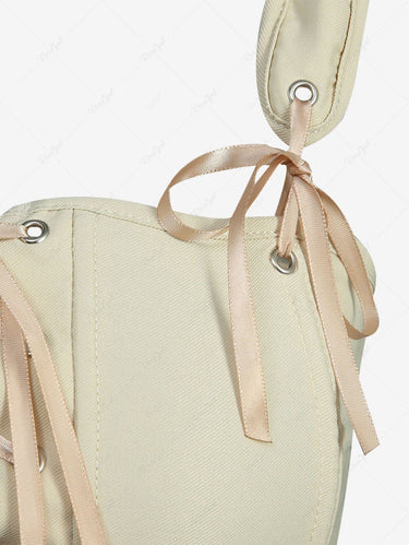 Gothic Lace Up Asymmetric Hem Solid Corset