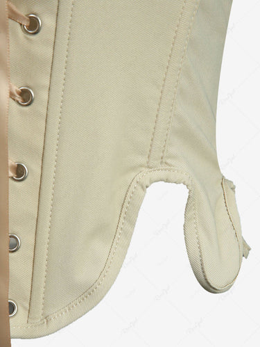 Gothic Lace Up Asymmetric Hem Solid Corset