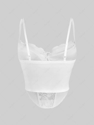 Gothic Pearl Chain Flower Lace Patchwork Asymmetric Top