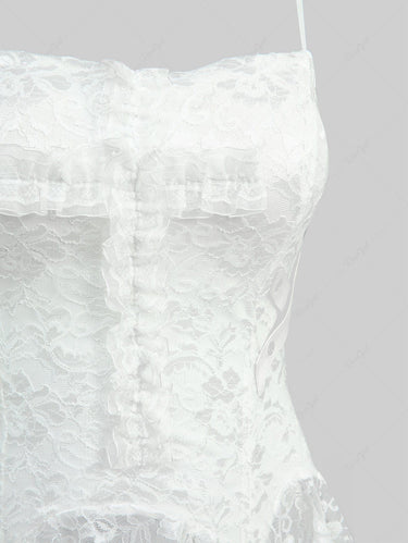 Gothic Flower Lace Cross Lace-up Asymmetric Top with Choker