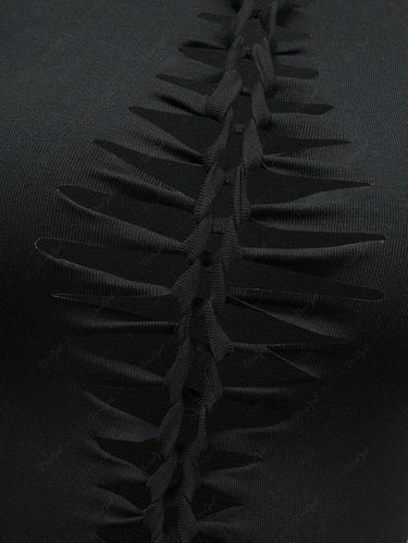 Gothic Ripped Braided Solid Women T-shirt