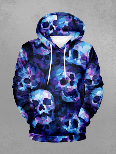 Gothic Plus Size Ombre Skull Print Pullover Long Sleeves Hoodie For Men