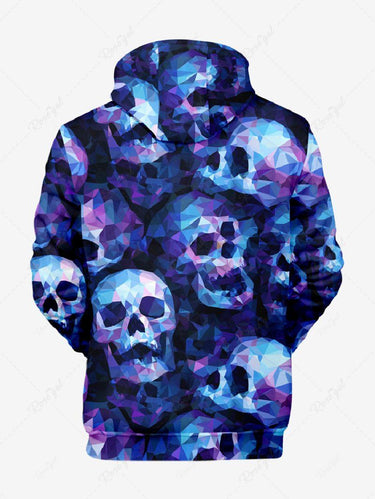 Gothic Plus Size Ombre Skull Print Pullover Long Sleeves Hoodie For Men