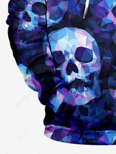 Gothic Plus Size Ombre Skull Print Pullover Long Sleeves Hoodie For Men