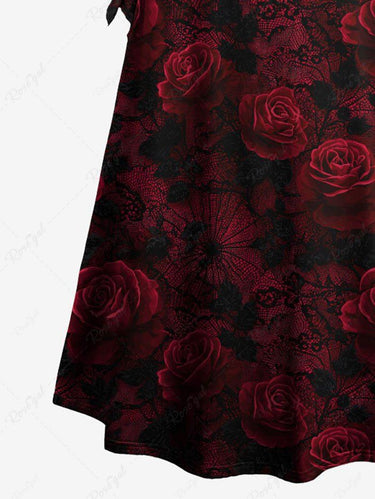 Gothic Ombre Rose Flower Print A Line Dress