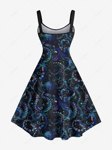 Gothic Plus Size Octopus Print A Line Dress