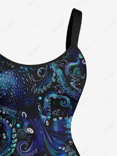 Gothic Plus Size Octopus Print A Line Dress