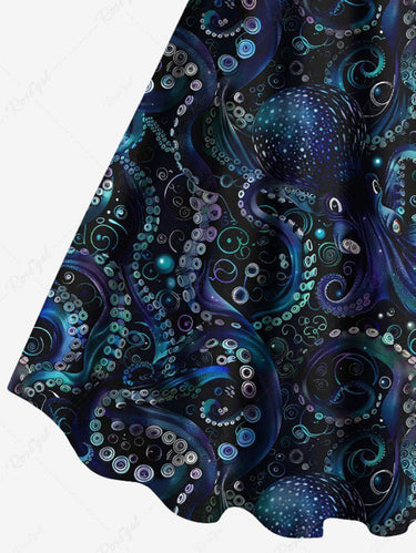 Gothic Plus Size Octopus Print A Line Dress