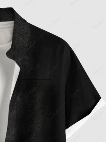 Gothic Plus Size Flowers Leaf Print Buttons Pocket Hawaii Shirt For Men