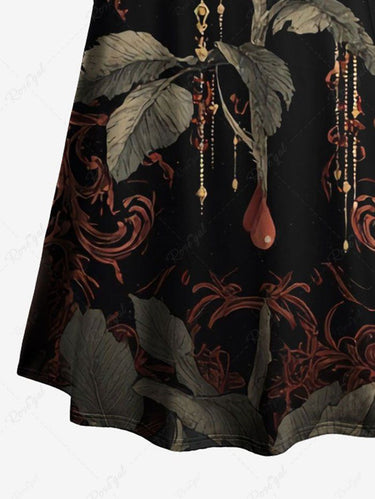 Gothic Rose Flower Sun Print A Line Dress