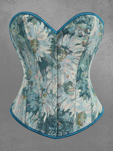 Gothic Flower Jacquard Embroidery Lace Up Back Corset