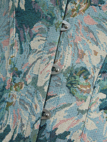 Gothic Flower Jacquard Embroidery Lace Up Back Corset