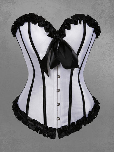 Gothic Bowknot Ruffles Two Tone Lace Up Corset