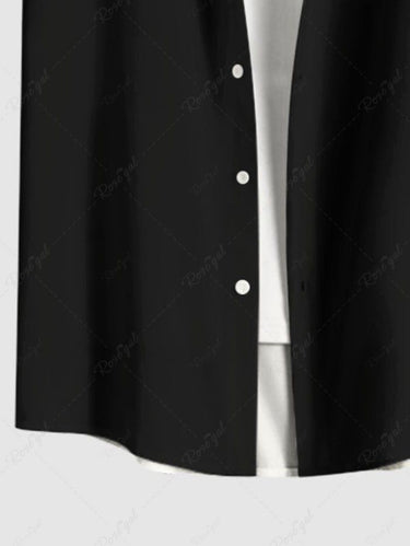 Gothic Plus Size Angel Heart Print Valentines Button Pocket Shirt For Men