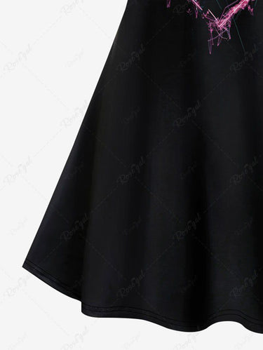 Gothic Plus Size Angel Heart Print Valentines Crisscross Strappy A Line Cami Dress